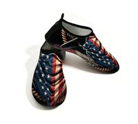 Scarpe da spiaggia per donne e uomini, ad asciugatura rapida, traspiranti, per nuoto, scarpe antiscivolo a piedi nudi, per surf in piscina, cappello da cowboy occidentale con bandiera USA, Nero Rosso