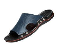 Scarpe da spiaggia traspiranti A Word Cool Pantofole in pelle bordatura oversize 48 yards pantofole da uomo scarpe da ginnastica blu, Blu, 40 EU