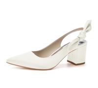 Scarpe da Sposa A Punta da Donna Slingback Tacco Grosso Slip on Scarpe da Sposa per Feste,Avorio,40 EU