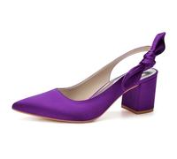 Scarpe da Sposa A Punta da Donna Slingback Tacco Grosso Slip on Scarpe da Sposa per Feste,Dark Purple,41 EU