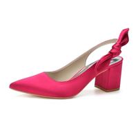 Scarpe da Sposa A Punta da Donna Slingback Tacco Grosso Slip on Scarpe da Sposa per Feste,Fuchsia,40 EU