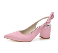 Scarpe da Sposa A Punta da Donna Slingback Tacco Grosso Slip on Scarpe da Sposa per Feste,Rosa,39 EU