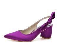 Scarpe da Sposa A Punta da Donna Slingback Tacco Grosso Slip on Scarpe da Sposa per Feste,Viola,38 EU