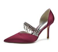 Scarpe da Sposa Bridal Donna Alto High Tacco Heel Spillo Slip-On A Punta Classico da Matrimonio Scarpe 8.5 CM Heels,Wine Red,42 EU