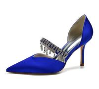 Scarpe da Sposa Bridal Donna Alto High Tacco Heel Spillo Slip-On A Punta Classico da Matrimonio Scarpe 8.5 CM Heels,Royal Blue,36 EU