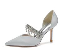 Scarpe da Sposa Bridal Donna Alto High Tacco Heel Spillo Slip-On A Punta Classico da Matrimonio Scarpe 8.5 CM Heels,Argento,41 EU