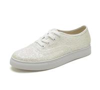 Scarpe da Sposa Bridal Donna Platform Lace Sneaker Sneakers Scarpe da Damigella d'Onore, per Matrimoni, Feste, Balli 1.5Cm,off White,38 EU
