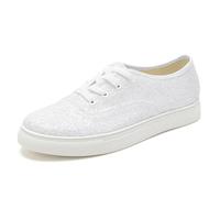 Scarpe da Sposa Bridal Donna Platform Lace Sneaker Sneakers Scarpe da Damigella d'Onore, per Matrimoni, Feste, Balli 1.5Cm,Bianca,36 EU