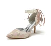 Scarpe da Sposa Bridal Tacchi Alti da Donna Punta Classica A Punta A Spillo 8 Cm, per Lavoro, Matrimonio, Sera,Rosa,41 EU
