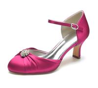 Scarpe da Sposa con Tacco da Donna con Tacchi A Punta Chiusa Formale Party Dance Ball, Pompe con Cinturino alla Caviglia,Fuchsia,43 EU