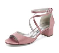 Scarpe da Sposa con Tacco Largo da Donna per La Sposa Open Toe Scarpe da Sposa con Cinturino Incrociato Tacchi da Sposa,Rosa,37 EU