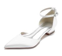 Scarpe da Sposa da Donna Punta Chiusa Pompe delle Donne del Partito Scarpe da Sera per Feste di Matrimonio,Bianca,40 EU