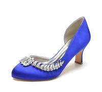 Scarpe da Sposa da Donna Scarpe da Sposa con Tacco A Spilla con Tacco A Spillo da Sera in Raso Scarpe da Sposa A Punta Tonda,Blu,41 EU