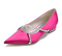Scarpe da Sposa Donna Scarpe Basse A Punta Bridal Scarpe Decolte Tacco Basso Slip-On Ballet Flats2.5Cm,Rose Red,43 EU