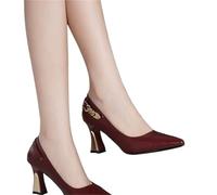 Scarpe da Sposa Scarpe da Donna in Pelle di Base, Tacchi A Spillo Alti, Punta Affilata, Scarpe da Donna, Scarpe da Festa for Matrimoni(Wine Red,37)