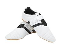 Scarpe da taekwondo arti marziali sneaker boxe karate kung fu tai chi per uomini donne strisce nere in pelle oxford sole antiskid comode calzature da allenamento leggero resistente (44)