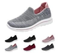 Scarpe da tennis da donna, da corsa, da donna, senza lacci, con suola morbida, casual, leggere, basse, antiscivolo, per jogging, fitness, con supporto per arco plantare, Cenere Chiaro, 39.5 EU