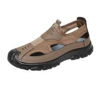 Scarpe da trampoliere Scarpe da Uomo Traspiranti estive Uomo con Foro Cavo in Rete Sandali per la casa Fuori Spiaggia Baotou Casual (Coffee, 43)