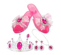Scarpe da travestimento da principessa, con antiscivolo con collana, per bambini, per collane, orecchini, tutti i giorni, interni, esterni, casa, vacanze, Capodanno, festività,