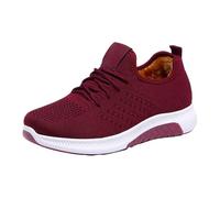 Scarpe da trekking da donna, comode da passeggio, scarpe da trekking da neve, calde, sneakers antiscivolo, traspiranti, calze ortopediche, scarpe da ginnastica, rosso, 38 EU