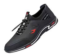Scarpe da trekking da uomo, impermeabili, in pelle, per il tempo libero, da uomo, per camminare, antiscivolo, in poliuretano, per attività sportive, Elevate Shoes invisibile, altezza, Nero , 42 EU
