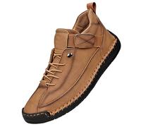 Scarpe da trekking da uomo, impermeabili, leggere, con lacci, ergonomiche e antidolorifiche, in pelle, piatti, antiscivolo, per il tempo libero, resistenti all'usura, marrone, 43 EU