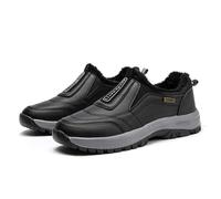 Scarpe da trekking da uomo in pelle, colore nero, calde | Scarpe basse per escursioni autunnali, scarpe da passeggio per passeggiate nel bosco, scarpe per il tempo libero per le
