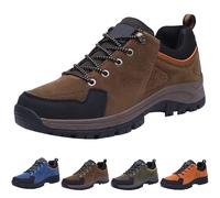 Scarpe da trekking da uomo resistenti, traspiranti, con lacci, leggere, per tutte le stagioni, antiscivolo, per la sicurezza, scarpe da trekking basse, Marrone, 42 1/3 EU