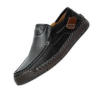 Scarpe da uomo a mano per attività all'aria aperta, casual, a stirrup Flat Bottom Leather Shoes Spring Help Large Size Border Cowhide Scarpe da ciclismo da uomo, Nero , 48 EU