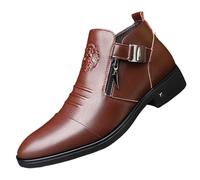 Scarpe da Uomo Autunno Inverno Nuove Business Alte in Calda Pelle di Cotone con Zip Laterale, vestibilità Comoda for Occasioni D'ufficio, Scarpe Casual Eleganti for Gentiluomini(Brown,41 EU)