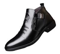 Scarpe da Uomo Autunno Inverno Nuove Business Alte in Calda Pelle di Cotone con Zip Laterale, vestibilità Comoda for Occasioni D'ufficio, Scarpe Casual Eleganti for Gentiluomini(Black,43 EU)