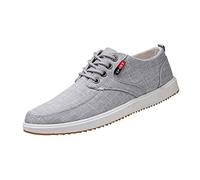 Scarpe da uomo casual in tela, comode, basse, da passeggio, con allacciatura a slip-on, leggere, comode, scarpe sportive classiche con lacci alla moda, Grigio, 42.5 EU