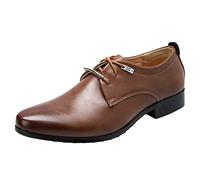 Scarpe da uomo comode in pelle, da uomo, stile retrò, da lavoro, con lacci, scarpe da sposa con tacco, scarpe casual eleganti, leggere, con protezione antiscivolo, marrone, 41 EU