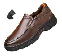 Scarpe da uomo comode, in pelle, leggere, traspiranti, antiscivolo, per lavoro, casual, per ufficio e guida, Pile marrone, 42 2/3 EU