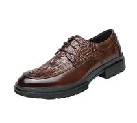 Scarpe da uomo con motivo coccodrillo, stringate, casual, Oxford, suola spessa, eleganti scarpe formali e quotidiane, Marrone, 39 EU