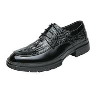 Scarpe da uomo con motivo coccodrillo, stringate, casual, Oxford, suola spessa, eleganti scarpe formali e quotidiane, Nero , 38 2/3 EU