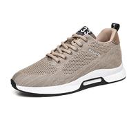 Scarpe da uomo Elevator, scarpe basse con lacci, leggere, traspiranti, con lacci, in rete, scarpe sportive e per il tempo libero, scarpe da ginnastica con tacco nascosto, cachi, 46 EU