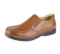 Scarpe da uomo extra larghe in pelle da 4E a 6E Fit senza lacci con doppie solette rimovibili, Marrone chiaro, 45 EU