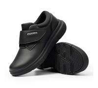 Scarpe da uomo extra larghe Scarpe da passeggio per diabetici in pelle per anziani Dita dei piedi ortopedici Piedi gonfi antiscivolo con supporto per l'arco plantare