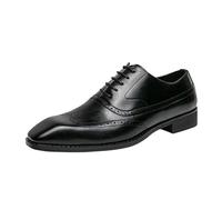 Scarpe da uomo formali in pelle con lacci e tacco a blocco classico, con aumento 'altezza, for ufficio, matrimoni e occasioni speciali.(Black,38 EU)