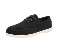 Scarpe da uomo in finta pelle scamosciata, casual, con lacci, da camminare, mocassini intelligenti per tutti i giorni, scarpe piatte leggere con punta a mocassino, Nero , 41 1/3 EU