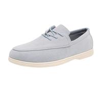 Scarpe da uomo in finta pelle scamosciata, casual, con lacci, da camminare, mocassini intelligenti per tutti i giorni, scarpe piatte leggere con punta a mocassino, blu cielo, 39 1/3 EU