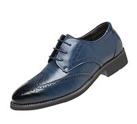 Scarpe da uomo in morbida pelle, con lacci, eleganti, da ufficio, lavoro, scarpe brogues derby a punta, scarpe eleganti da lavoro, mocassini formali per guidare e camminare per lavoro, Blu, 43.5 EU