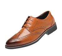 Scarpe da uomo in morbida pelle, con lacci, eleganti, da ufficio, lavoro, scarpe brogues derby a punta, scarpe eleganti da lavoro, mocassini formali per guidare e camminare per lavoro, Giallo, 42.5 EU