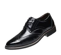 Scarpe da uomo in morbida pelle, con lacci, eleganti, da ufficio, lavoro, scarpe brogues derby a punta, scarpe eleganti da lavoro, mocassini formali per guidare e camminare per lavoro, Nero , 42 1/3