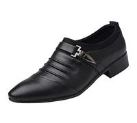 Scarpe da uomo in pelle britannica uomo punta punta scarpe da sposa formali scarpe da ginnastica uomo 5923, Nero , 45 EU