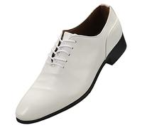 Scarpe da uomo in pelle comode con lacci, scarpe da lavoro in pelle latina, ballroom tango, scarpe da ballo basse, antiscivolo, scarpe da sera leggere, morbide singole, bianco, 44 EU