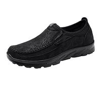 Scarpe da uomo in pelle, comode scarpe da lavoro, classiche, senza lacci, antiscivolo, eleganti, Oxford, suola piatta, scarpe per il tempo libero, Nero , 45 EU