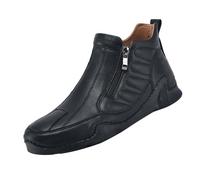 Scarpe da uomo in pelle, con chiusura a strappo, per il tempo libero, antiscivolo, comode, per attività all'aria aperta, da jogging, da corsa, da lavoro, da trekking, Nero , 46 EU
