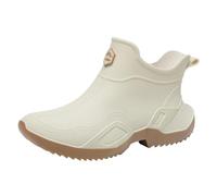 Scarpe da uomo in pelle da uomo e da donna, con lo stesso stile, in gomma, casual, alla moda, per lavoro, pesca, lavaggio auto, cucina, non sovrascarpe, pantofole da uomo, beige., 36 EU